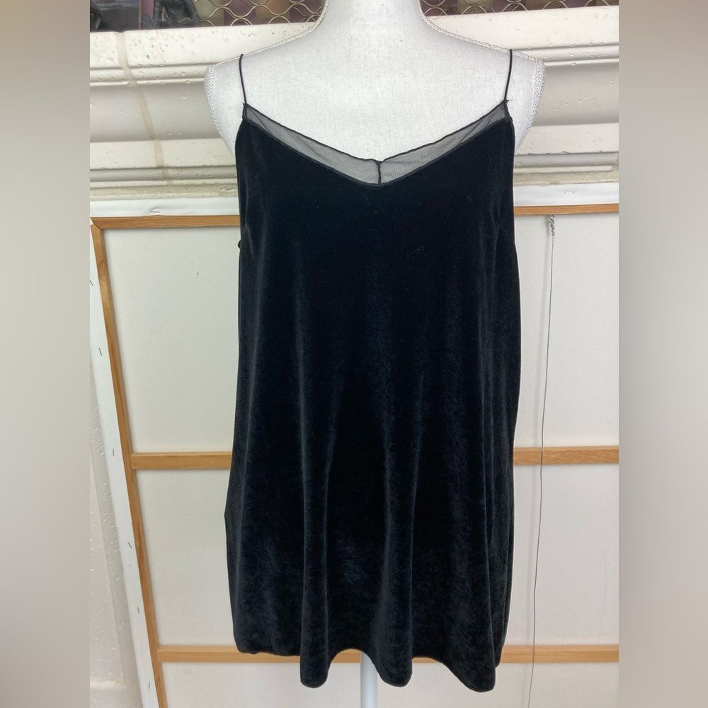 Free People Velvet longer Camisole Top w/ mesh insert, vents, adjustable straps